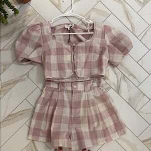Plaid Pink and Cream Jumpsuit